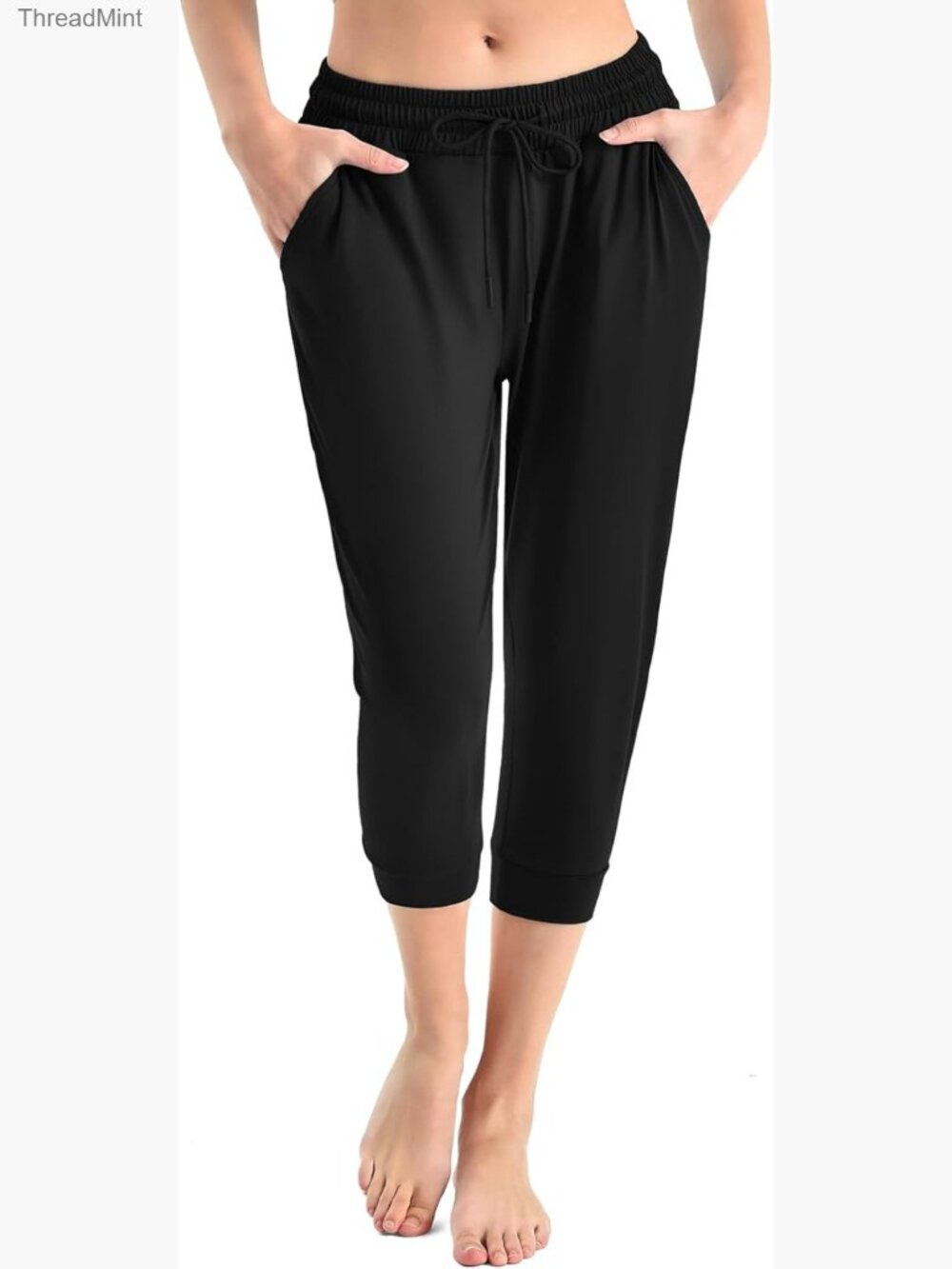 Capri Pants for Women with Pockets, Cropped Joggers Drawstring Sweatpants